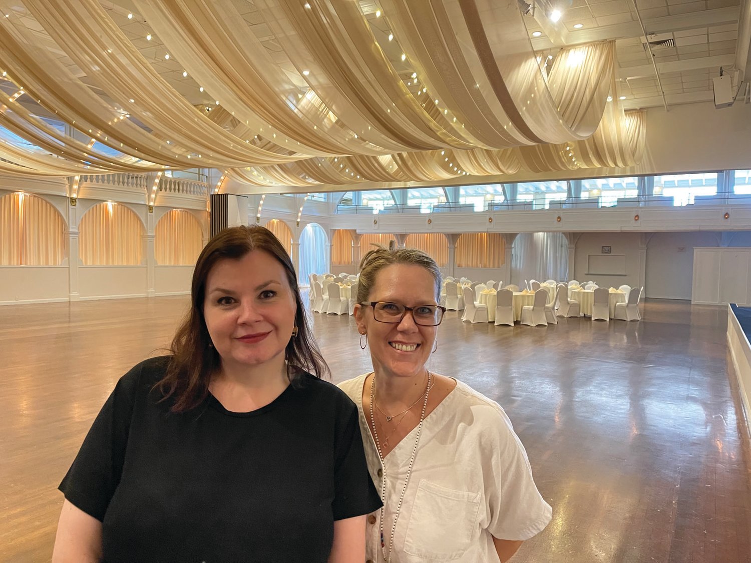 ‘LABOR OF LOVE’: General manager Hillary Williamson, left, and sales manager Jennifer Wheland began their work at Rhodes on the Pawtuxet last June before officially starting in their current roles in September. Wheland, who previously worked with Williamson at the Imperial Room, said their efforts to revitalize Rhodes have been “an absolute labor of love.”